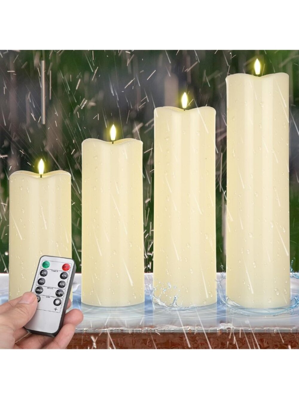 Set of 4 Ivory White Flameless Candles - 8", 10", 12", 14" Classic Decor